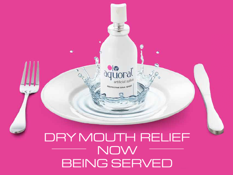 Approved for the relief of dry mouth due to aging: Aquoral Protective Oral Spray