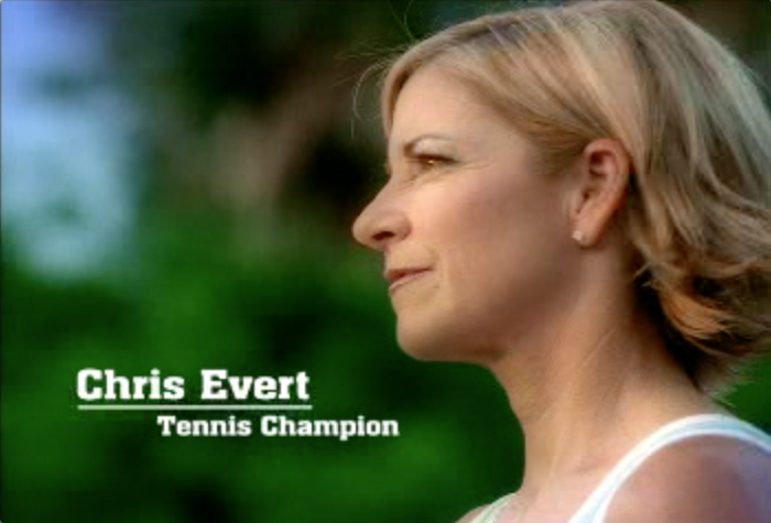 Still frame from Citracal commercial with tennis legend Chris Everett