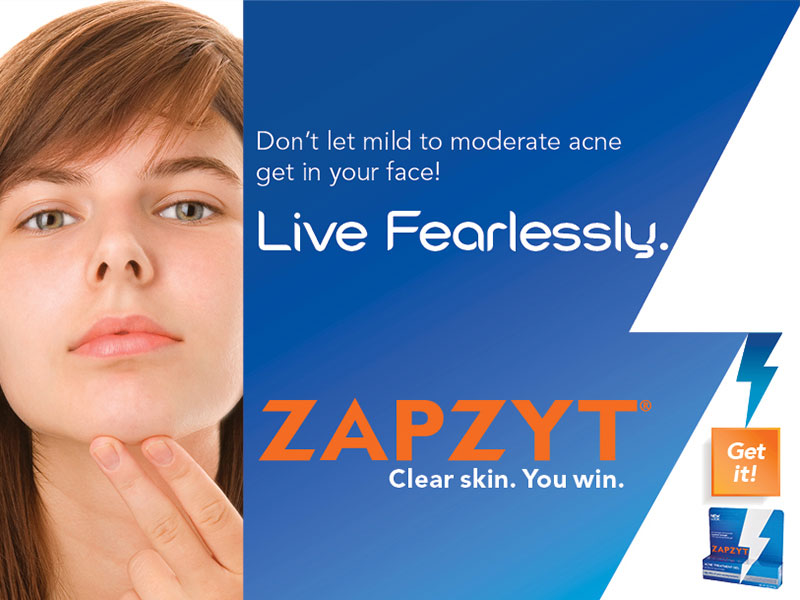 Don’t let mild to moderate acne get in your face! Live Fearlessly. Zapzyt: Clear Skin. You Win.